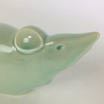 Japanese Porcelain Zodiac Mouse Figurine Vtg Green Lucky Charm Nezumi BD663