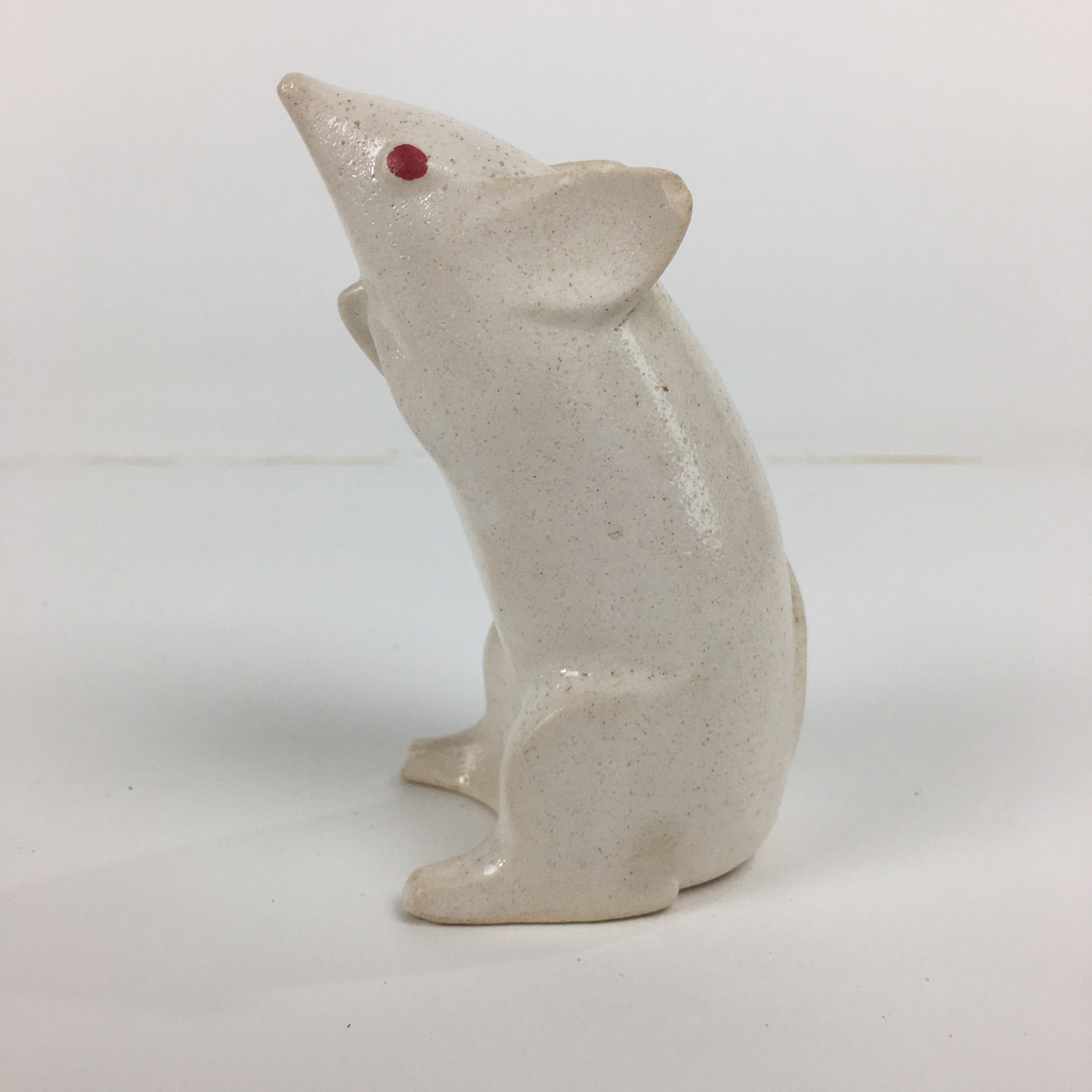 Japanese Porcelain Zodiac Rat Figurine Vtg White Lucky Charm Nezumi BD739
