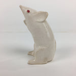 Japanese Porcelain Zodiac Rat Figurine Vtg White Lucky Charm Nezumi BD739