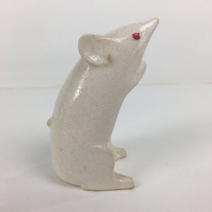 Japanese Porcelain Zodiac Rat Figurine Vtg White Lucky Charm Nezumi BD739