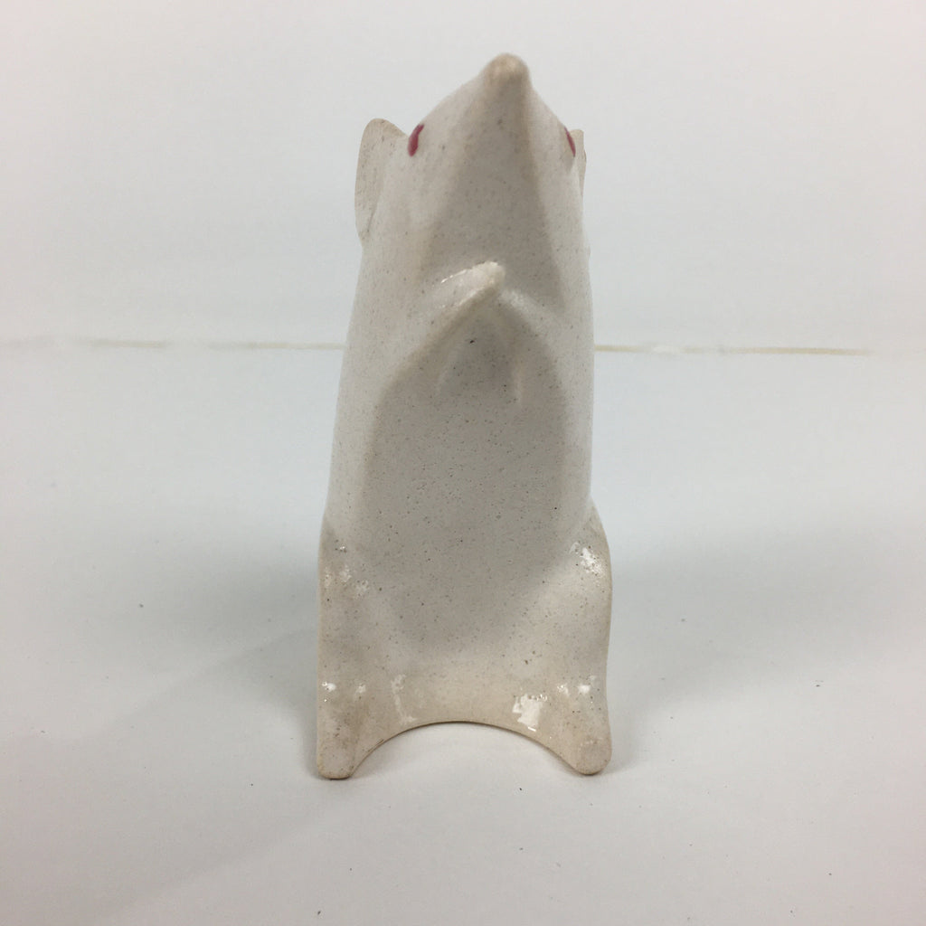 Japanese Porcelain Zodiac Rat Figurine Vtg White Lucky Charm Nezumi BD739