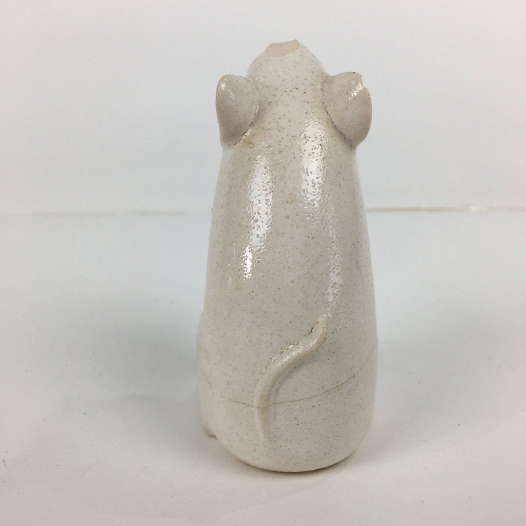 Japanese Porcelain Zodiac Rat Figurine Vtg White Lucky Charm Nezumi BD740