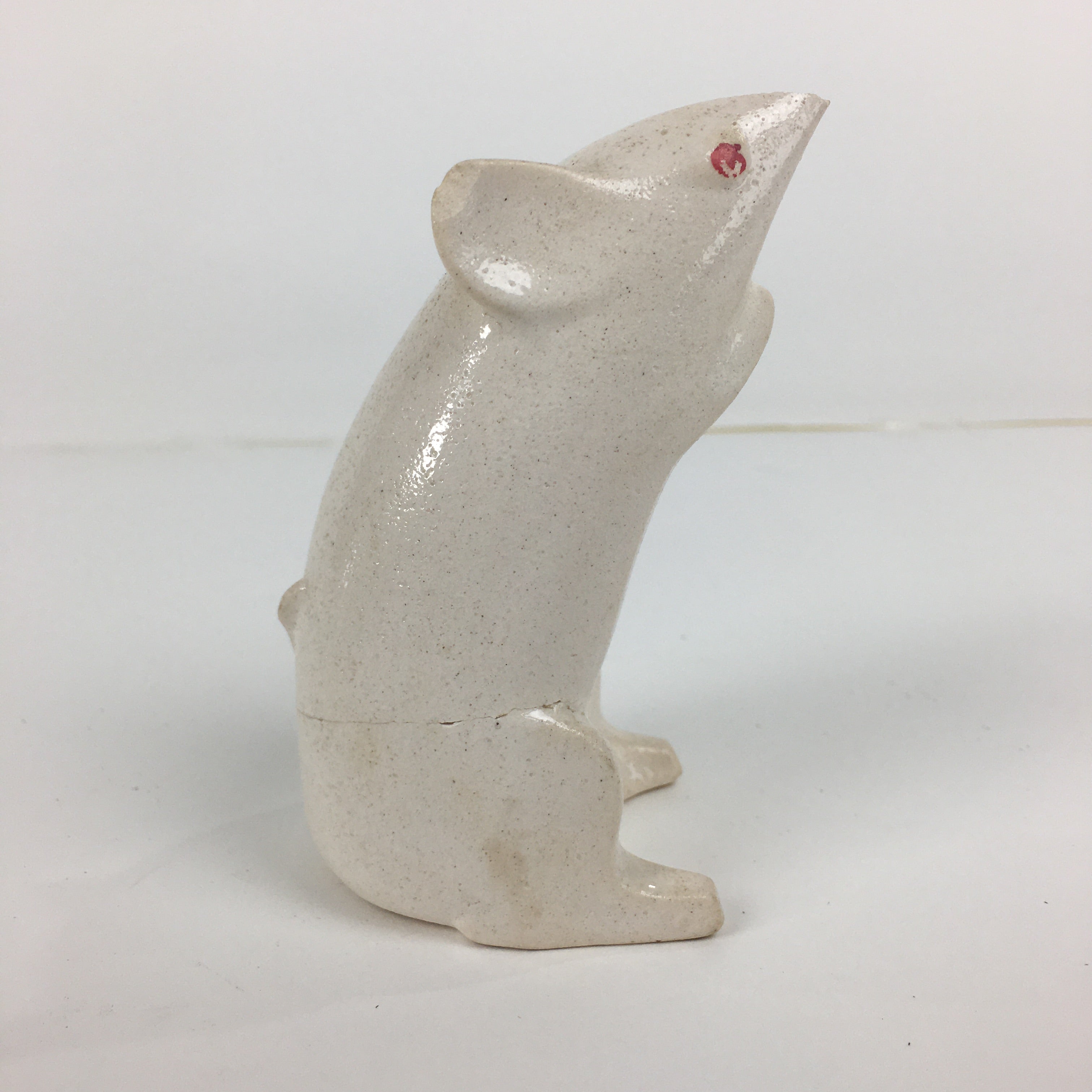 Japanese Porcelain Zodiac Rat Figurine Vtg White Lucky Charm Nezumi BD740