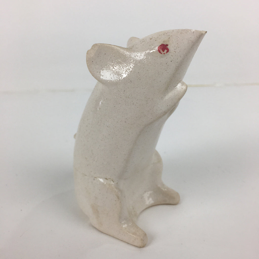 Japanese Porcelain Zodiac Rat Figurine Vtg White Lucky Charm Nezumi BD740