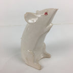 Japanese Porcelain Zodiac Rat Figurine Vtg White Lucky Charm Nezumi BD740