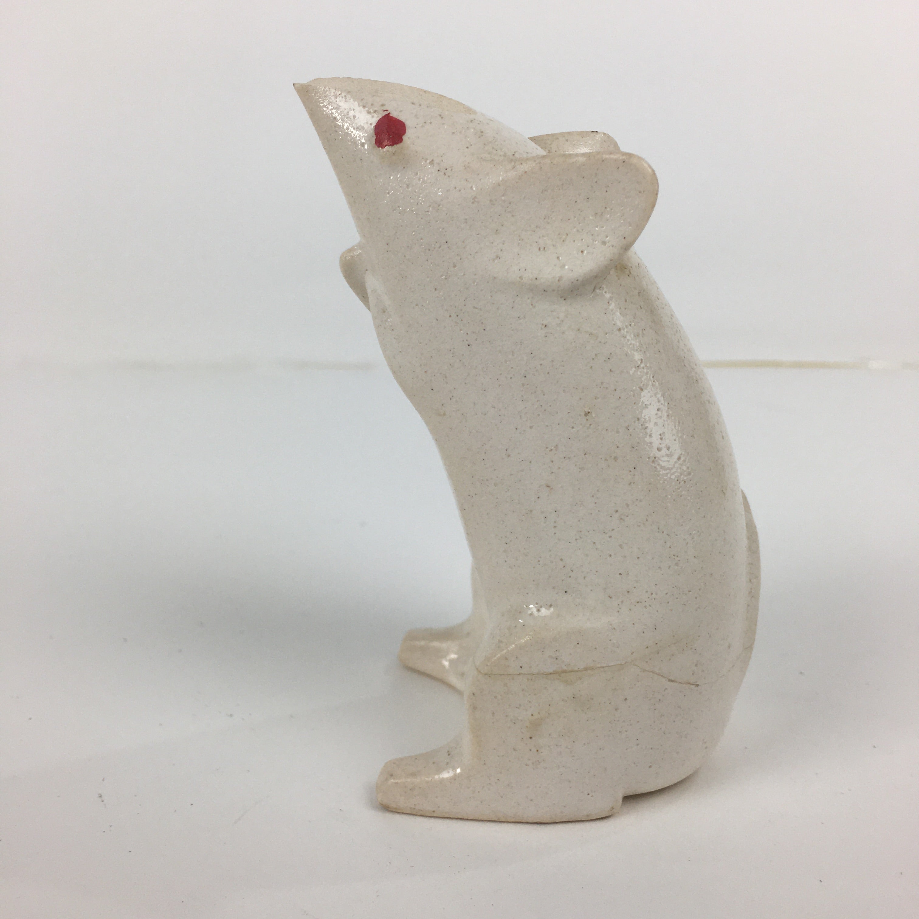 Japanese Porcelain Zodiac Rat Figurine Vtg White Lucky Charm Nezumi BD740