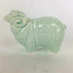 Japanese Porcelain Zodiac Sheep Figurine Vtg Green Lucky Charm Hitsuji BD659
