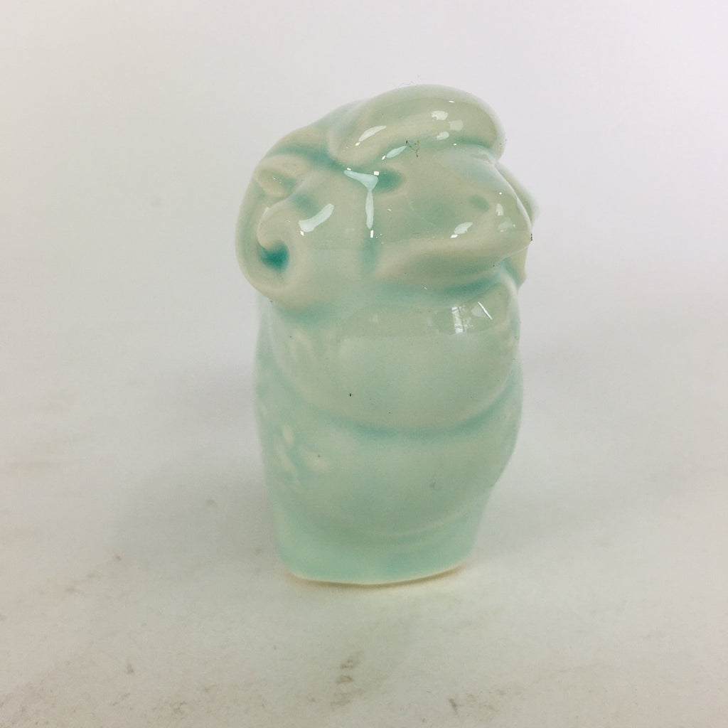 Japanese Porcelain Zodiac Sheep Figurine Vtg Green Lucky Charm Hitsuji BD659