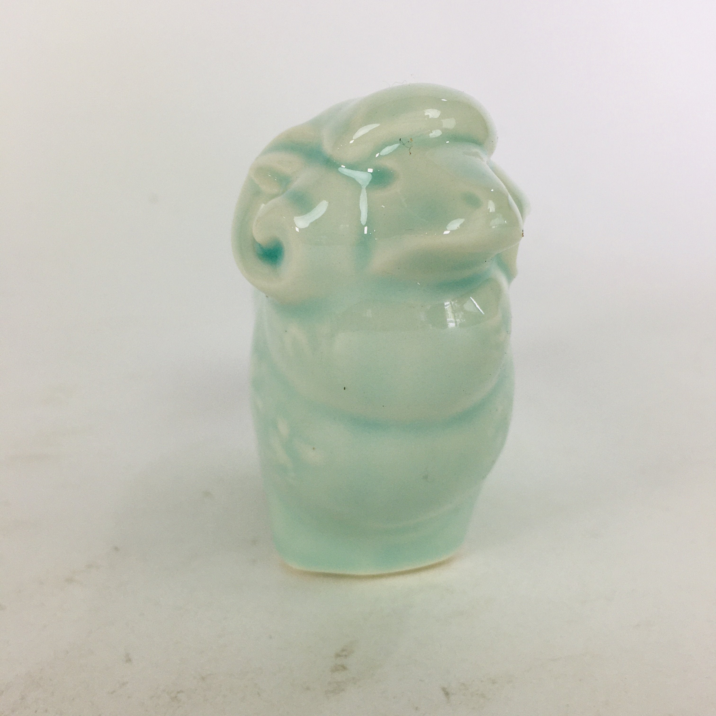 Japanese Porcelain Zodiac Sheep Figurine Vtg Green Lucky Charm Hitsuji BD659