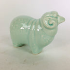Japanese Porcelain Zodiac Sheep Figurine Vtg Green Lucky Charm Hitsuji BD659