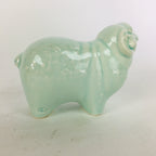 Japanese Porcelain Zodiac Sheep Figurine Vtg Green Lucky Charm Hitsuji BD659