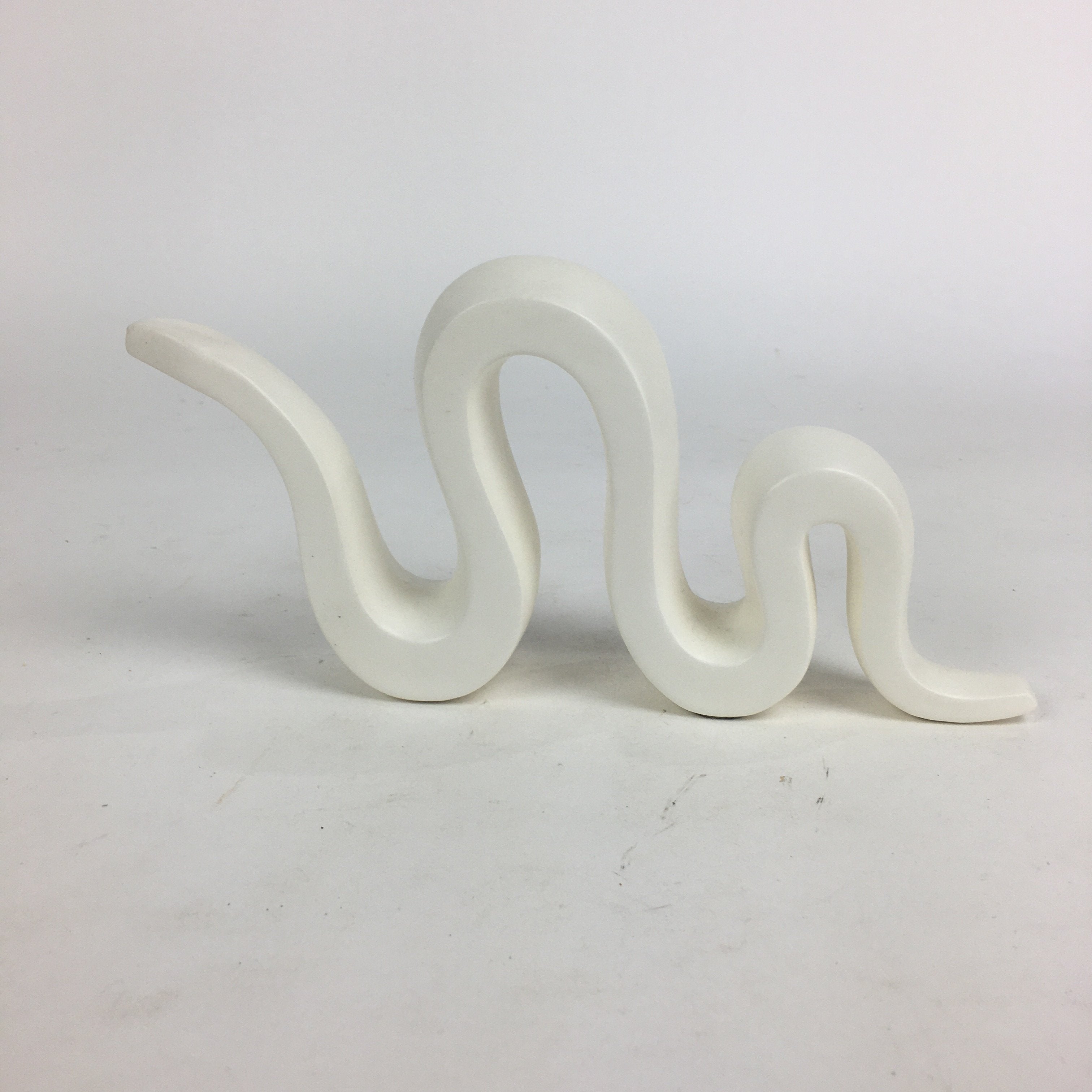 Japanese Porcelain Zodiac Simbol Snake Statue Vtg Figurine Okimono White Hebi PX