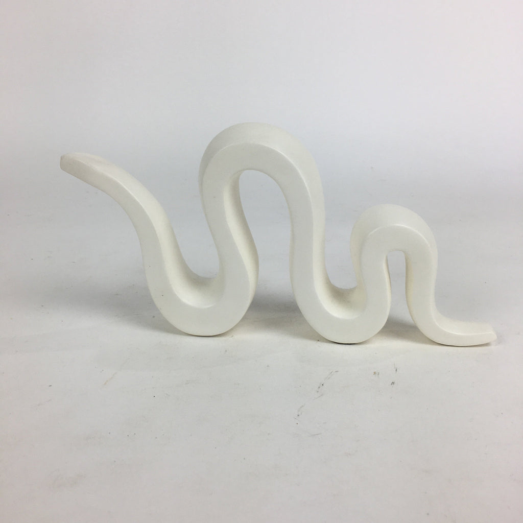 Japanese Porcelain Zodiac Simbol Snake Statue Vtg Figurine Okimono White Hebi PX
