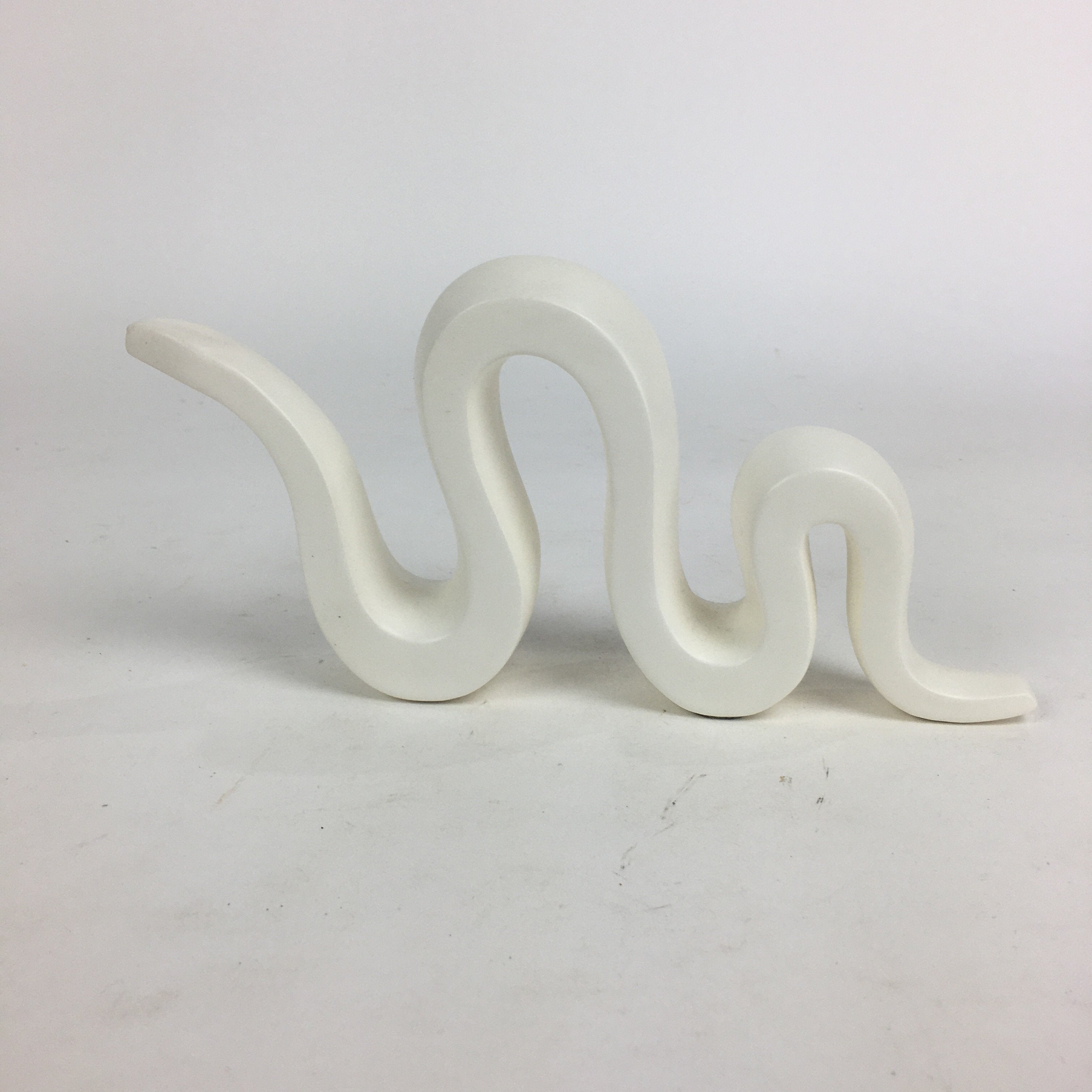 Japanese Porcelain Zodiac Simbol Snake Statue Vtg Figurine Okimono White Hebi PX