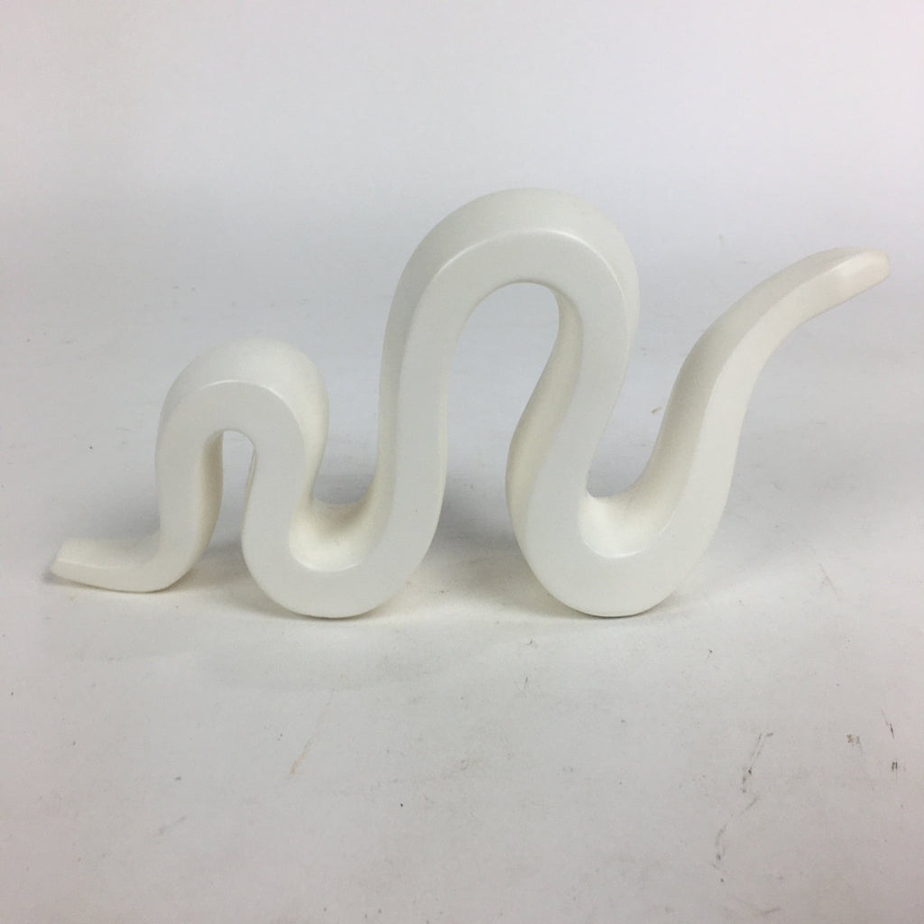 Japanese Porcelain Zodiac Simbol Snake Statue Vtg Figurine Okimono White Hebi PX