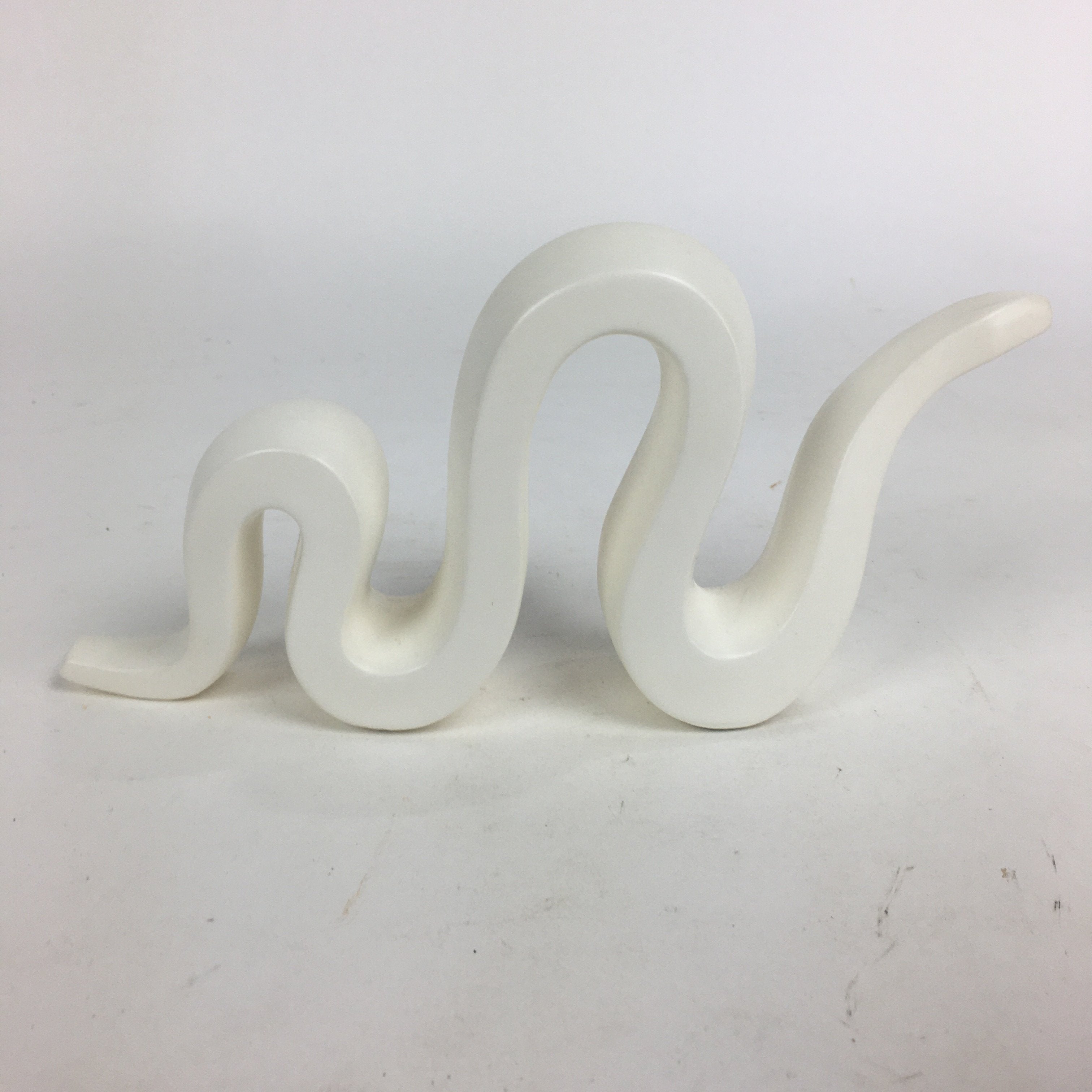 Japanese Porcelain Zodiac Simbol Snake Statue Vtg Figurine Okimono White Hebi PX