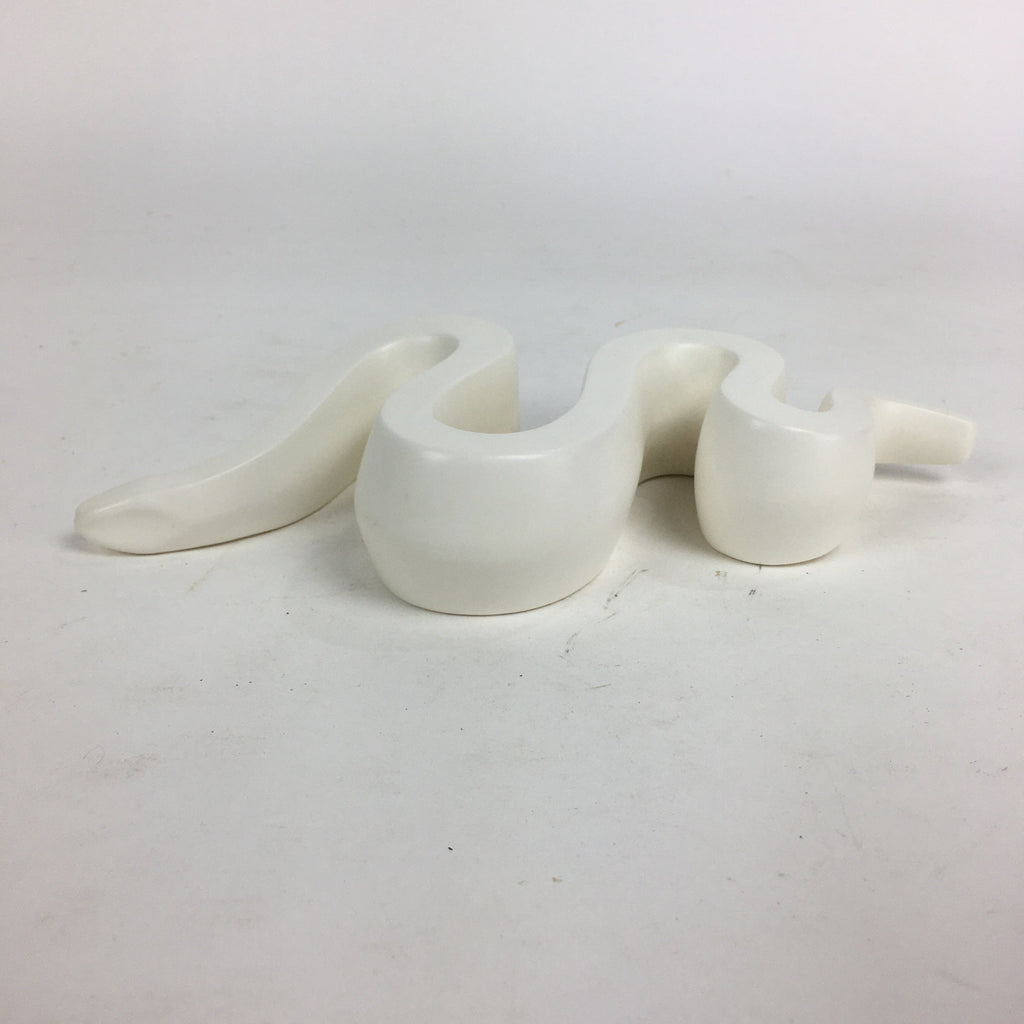 Japanese Porcelain Zodiac Simbol Snake Statue Vtg Figurine Okimono White Hebi PX