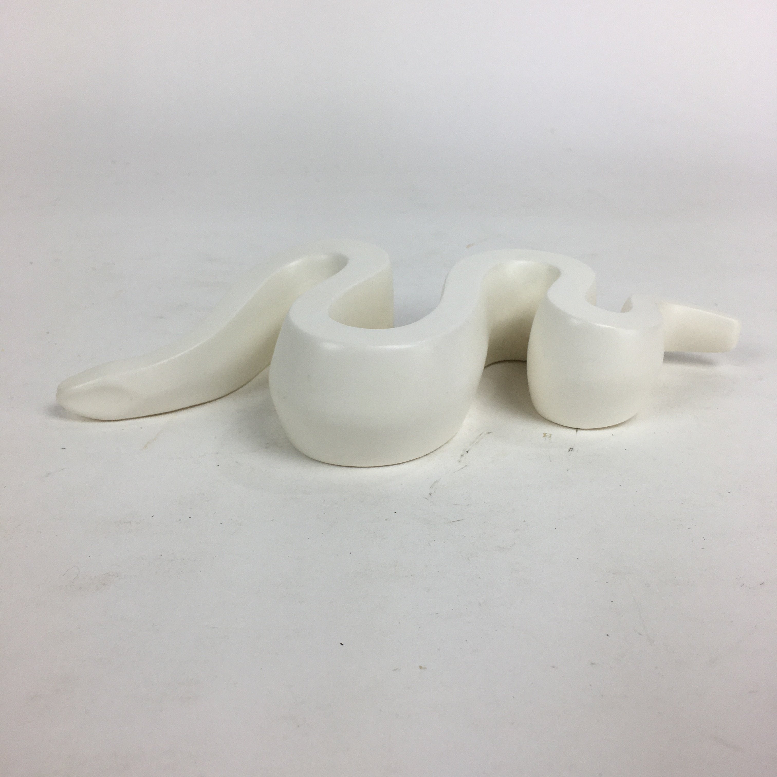 Japanese Porcelain Zodiac Simbol Snake Statue Vtg Figurine Okimono White Hebi PX