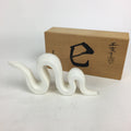 Japanese Porcelain Zodiac Simbol Snake Statue Vtg Figurine Okimono White Hebi PX