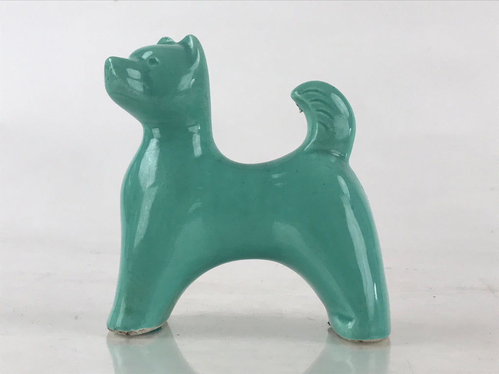 Japanese Porcelain Zodiac Symbol Dog Figurine Vtg Ornament Okimono Inu Green BD8