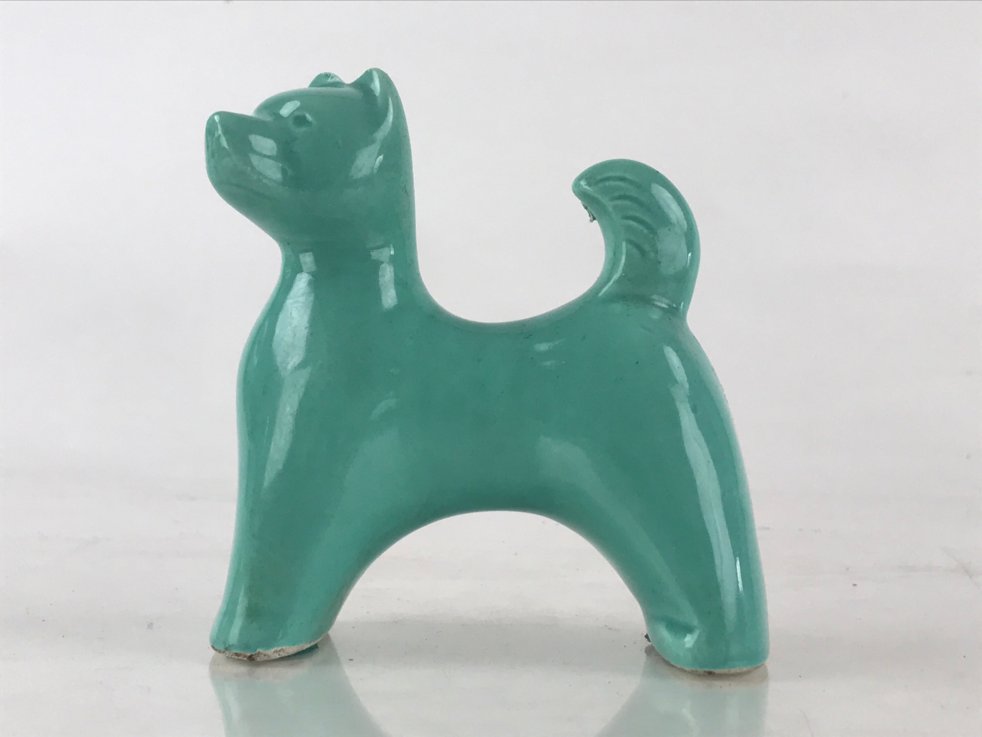 Japanese Porcelain Zodiac Symbol Dog Figurine Vtg Ornament Okimono Inu Green BD8