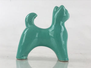 Japanese Porcelain Zodiac Symbol Dog Figurine Vtg Ornament Okimono Inu Green BD8
