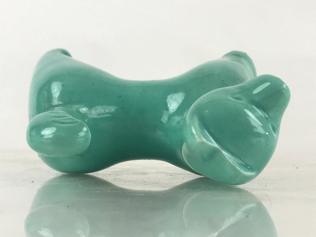 Japanese Porcelain Zodiac Symbol Dog Figurine Vtg Ornament Okimono Inu Green BD8
