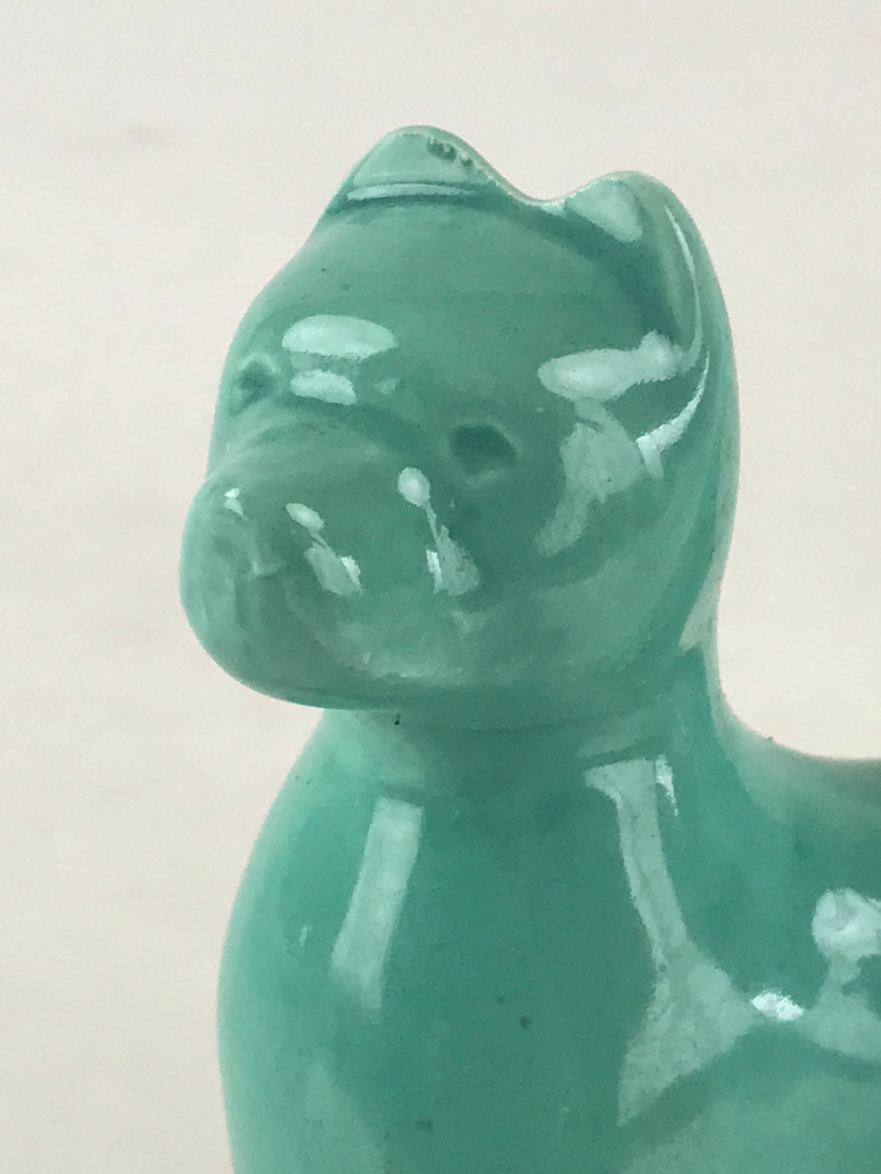 Japanese Porcelain Zodiac Symbol Dog Figurine Vtg Ornament Okimono Inu Green BD8