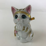 Japanese Porcelain doll Cat Vtg Make Wish Figurine Okimono Baby Kitten White BD837