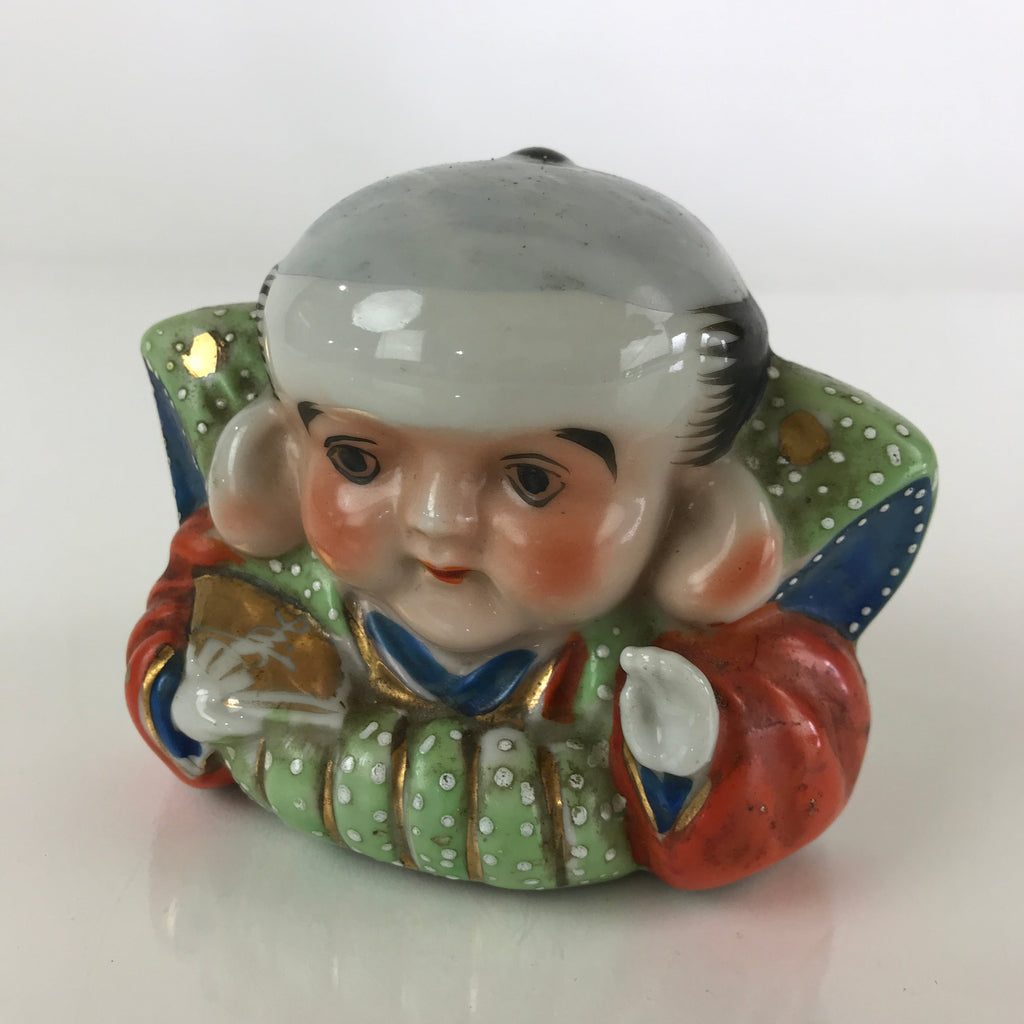 Japanese Porcelain doll Fukusuke Vtg Chonmage Figurine Okimono BD838
