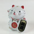 Japanese Porcelain doll White Cat Vtg Manekineko Figurine Okimono Good Luck BD824