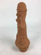 Japanese Pottery Doll Haniwa Statue Vtg Wooden Box Soldier Brown PX598