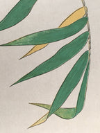 Japanese Print Drawing Painting Vtg Bamboo Leaf Bird P292
