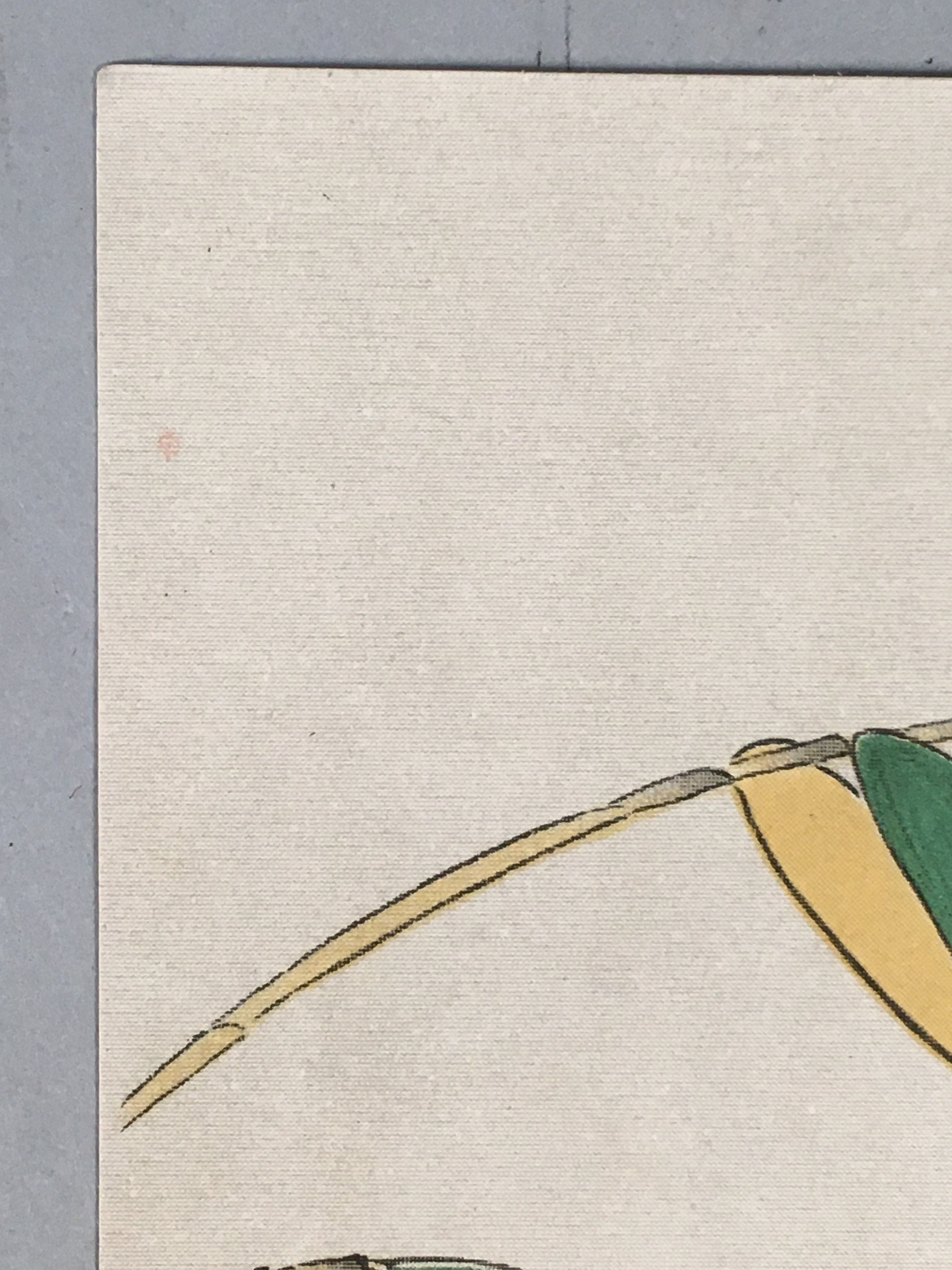 Japanese Print Drawing Painting Vtg Bamboo Leaf Bird P292
