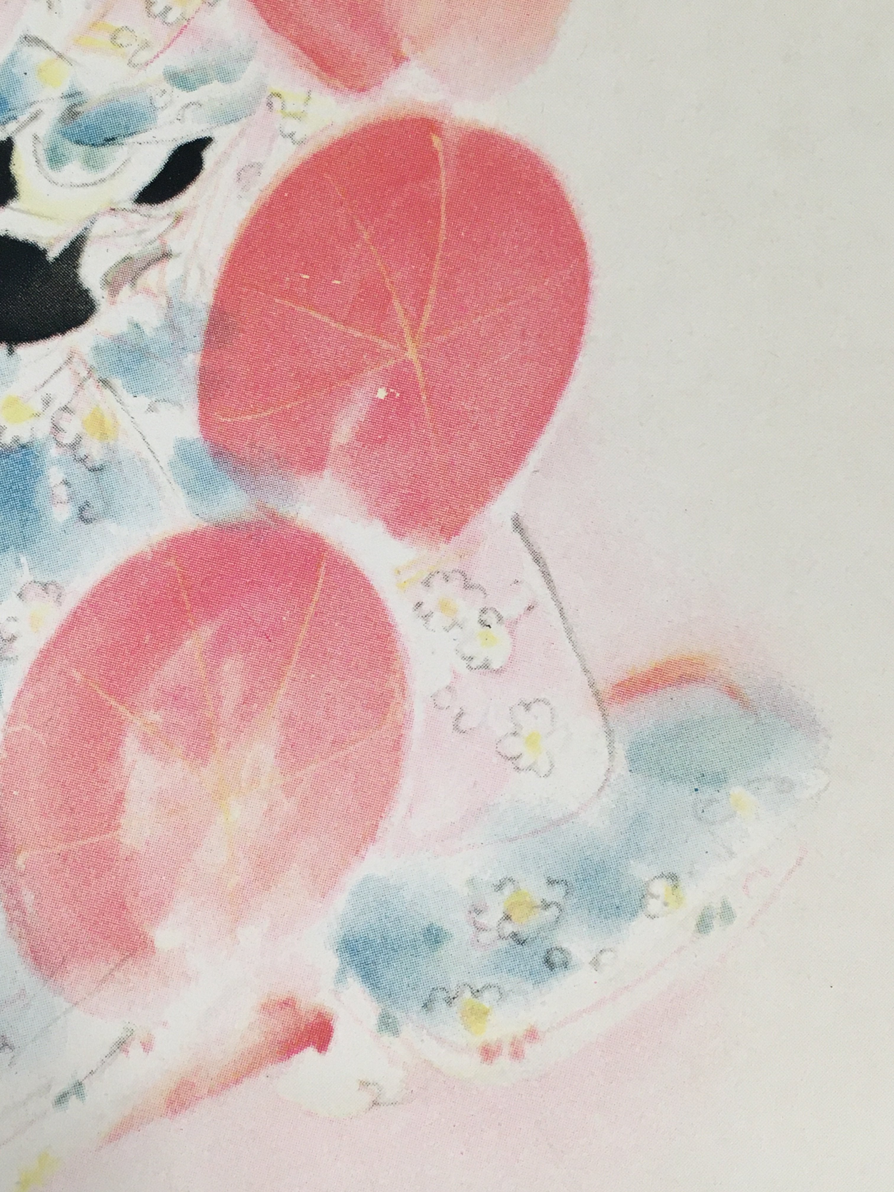 Japanese Print Drawing Painting Vtg Kimono Woman Nihon-Buyo Dance Red Shade P286