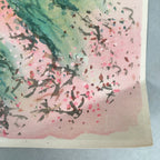 Japanese Print Drawing Painting Vtg Spring Cherry Blossom Mountain Chinese P283