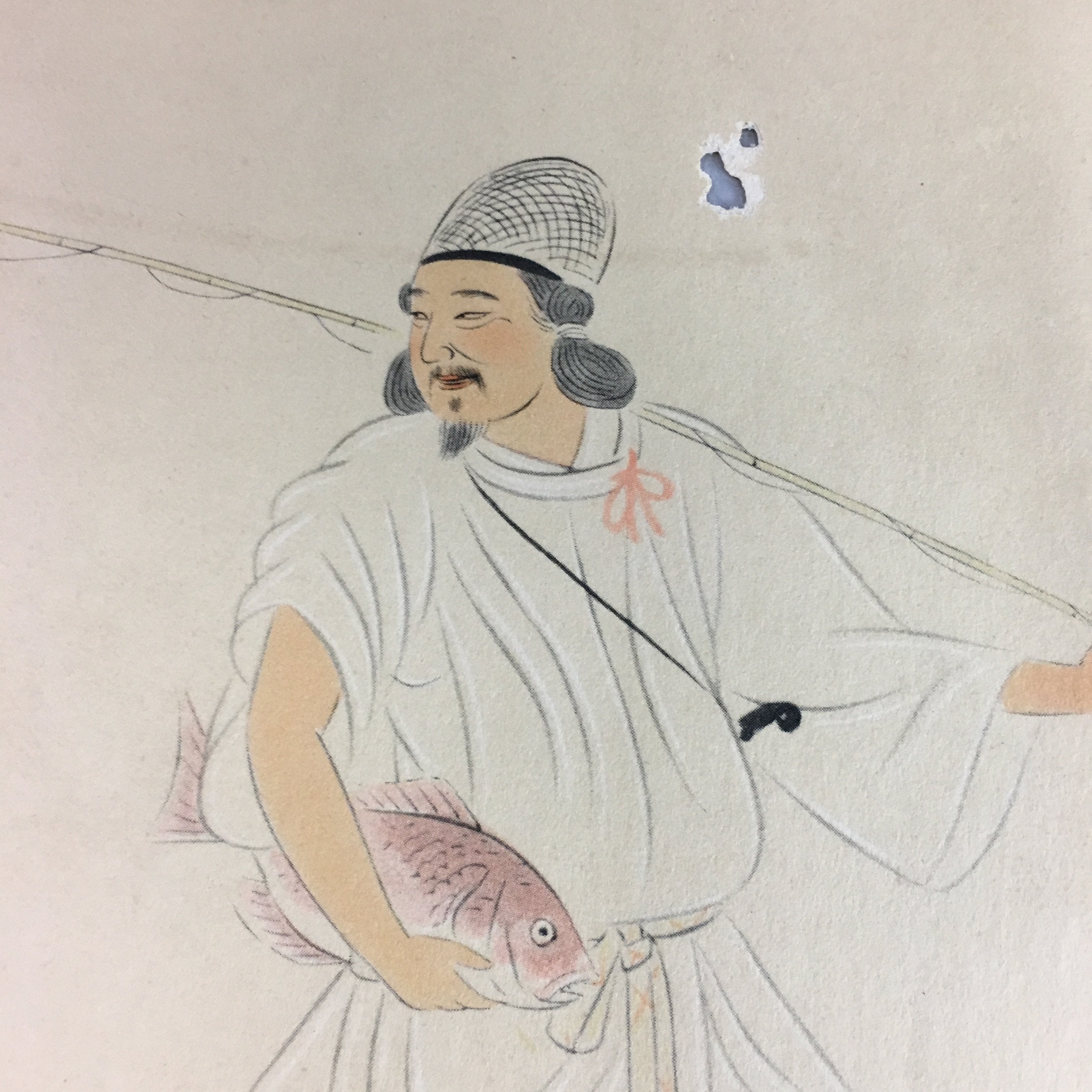 Japanese Print Painting Vtg C1930 Ebisu 7 Lucky Gods Fisherman P222