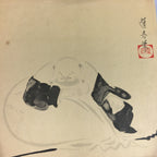 Japanese Print Painting Vtg C1930 Hotei 7 Lucky Gods Big Belly P218