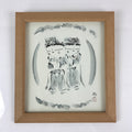 Japanese Printed Kannon Healing Picture Vtg Wooden Framed Wall Art Signed FL83