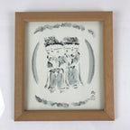 Japanese Printed Kannon Healing Picture Vtg Wooden Framed Wall Art Signed FL83