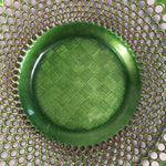 Japanese Punched Metal Drink Saucer Vtg Chataku Coaster Round Green QT105