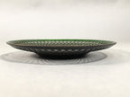 Japanese Punched Metal Drink Saucer Vtg Chataku Coaster Round Green QT105