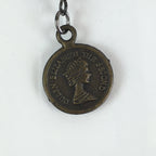 Japanese Queen Elizabeth Ⅱ Coin Necklace Vtg Beads Accessory JK392