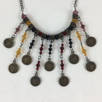 Japanese Queen Elizabeth Ⅱ Coin Necklace Vtg Beads Accessory JK392