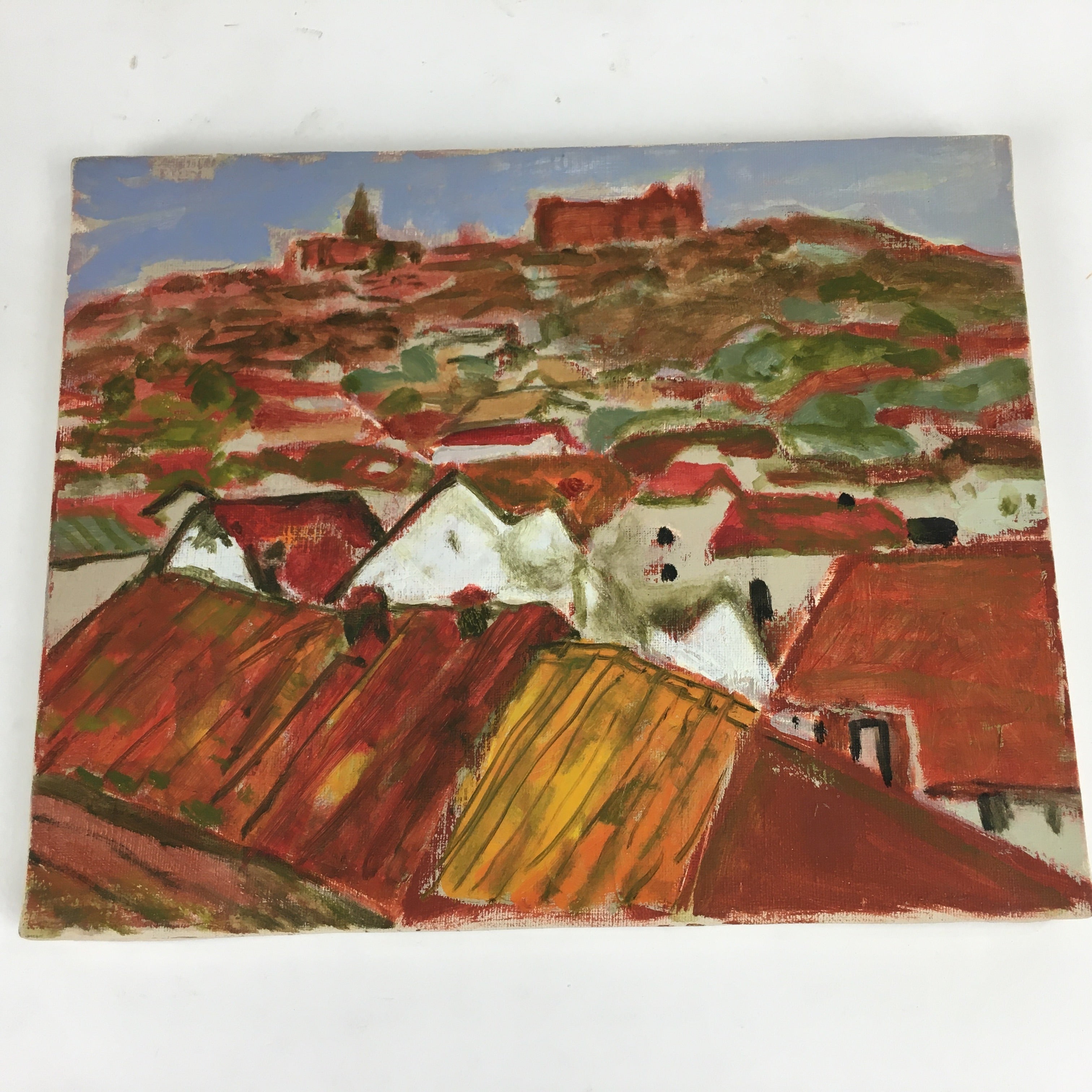 Japanese Quiet Village Roof Oil Painting Picture Unframed Yoshihiro Hagino FL33