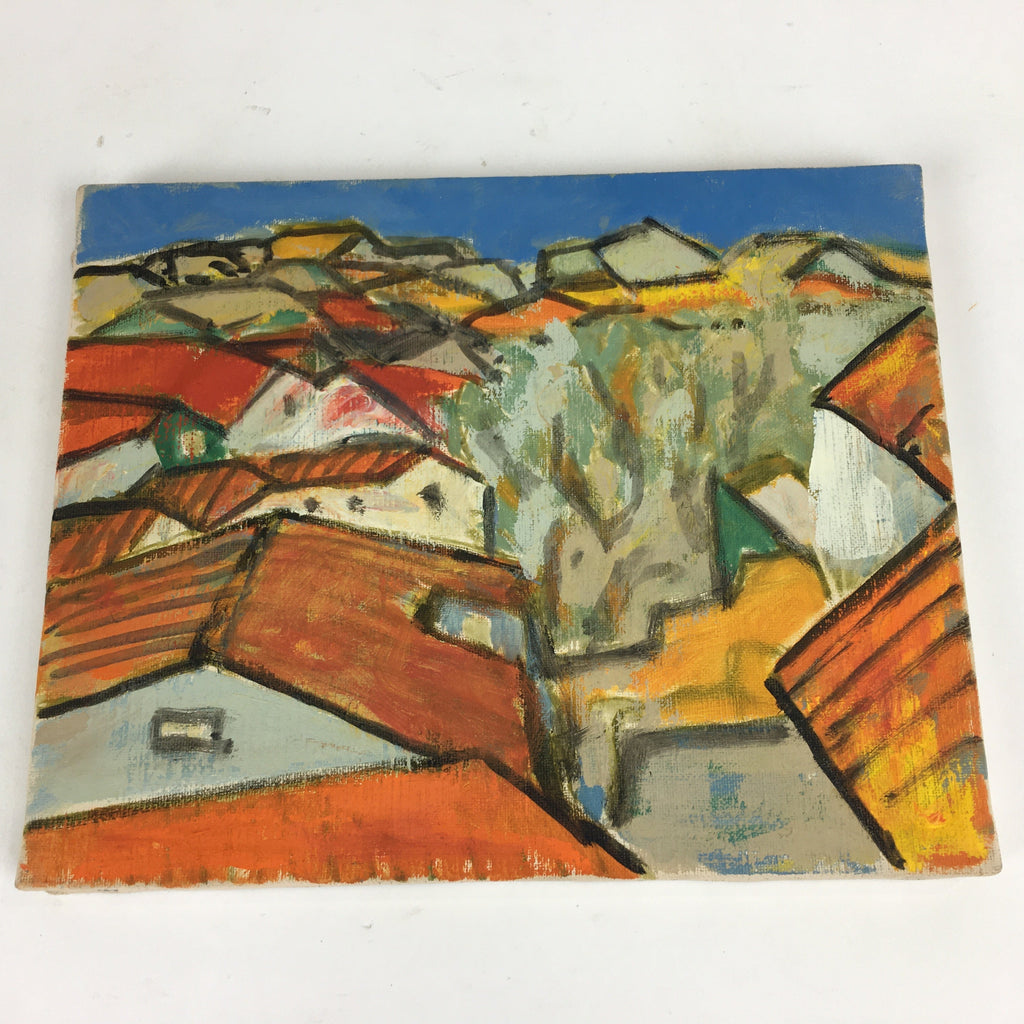 Japanese Quiet Village Roof Oil Painting Picture Unframed Yoshihiro Hagino FL34