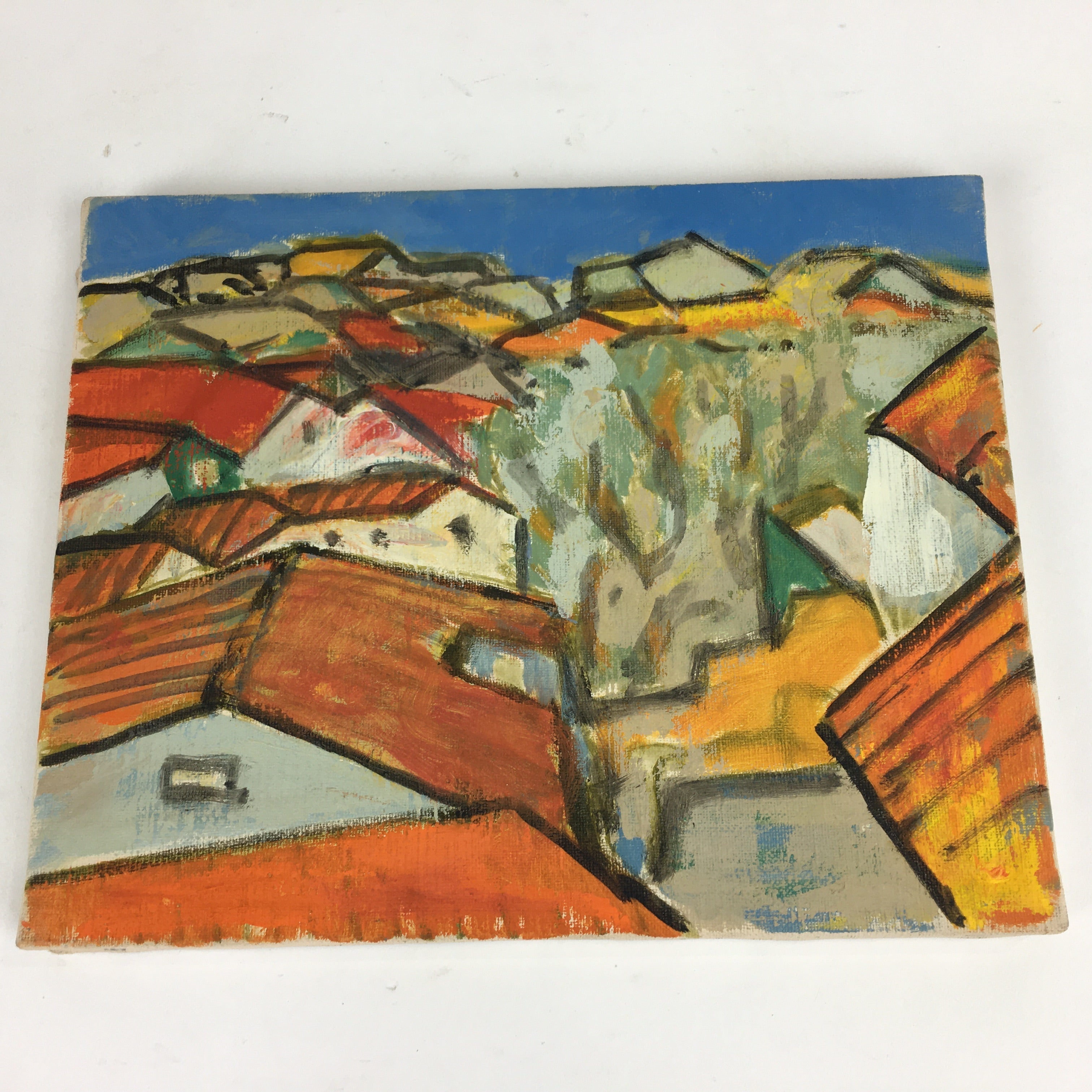 Japanese Quiet Village Roof Oil Painting Picture Unframed Yoshihiro Hagino FL34