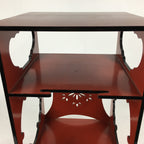 Japanese Red Lacquered Wooden Tea Ceremony Shelf Veg Rack Yukiwa-Dana T300
