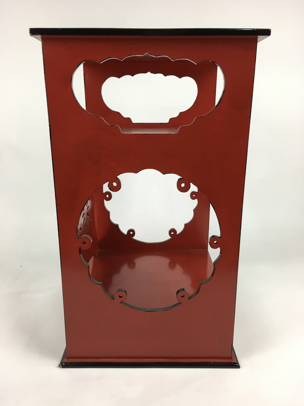 Japanese Red Lacquered Wooden Tea Ceremony Shelf Veg Rack Yukiwa-Dana T300