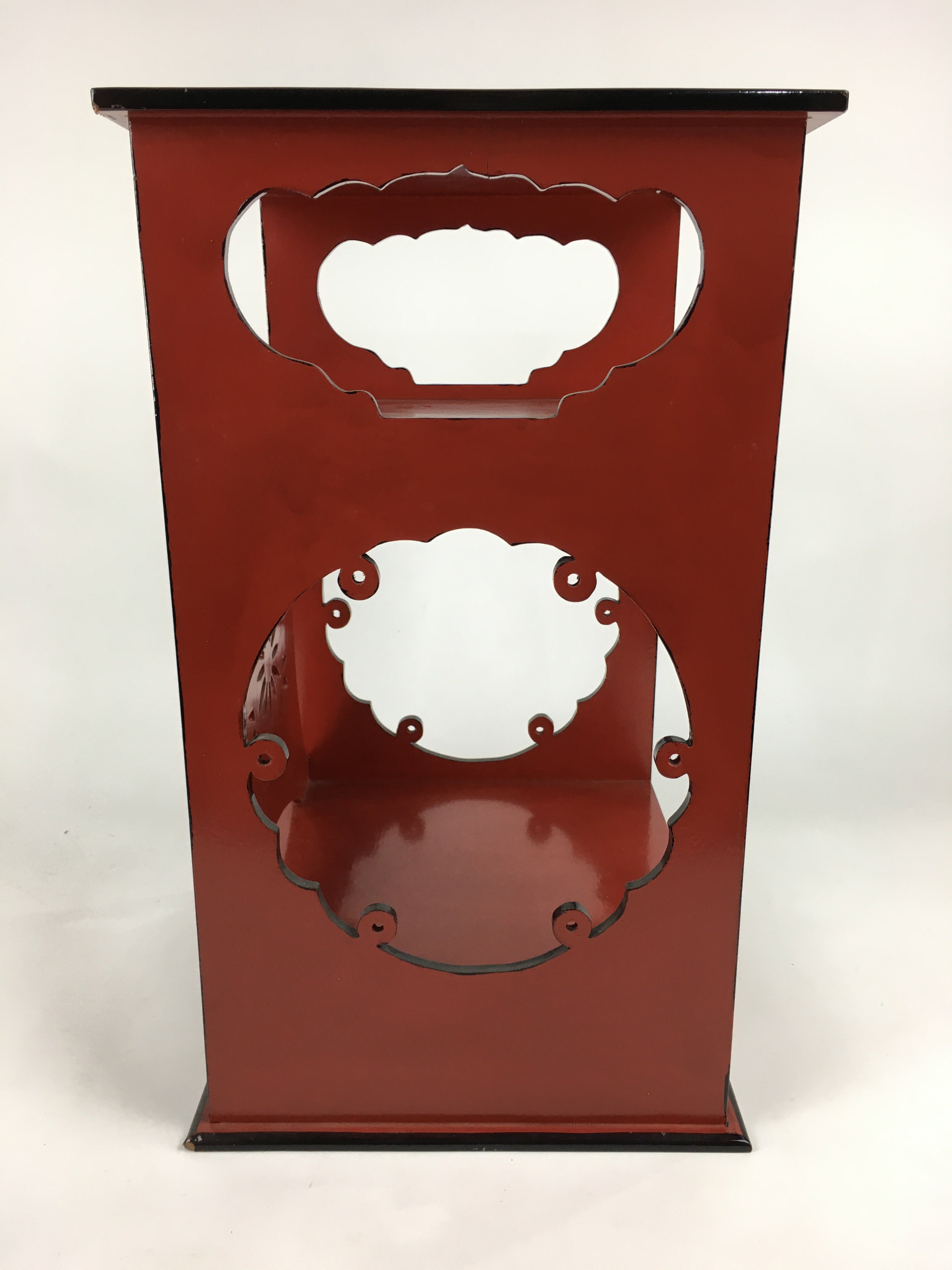 Japanese Red Lacquered Wooden Tea Ceremony Shelf Veg Rack Yukiwa-Dana T300
